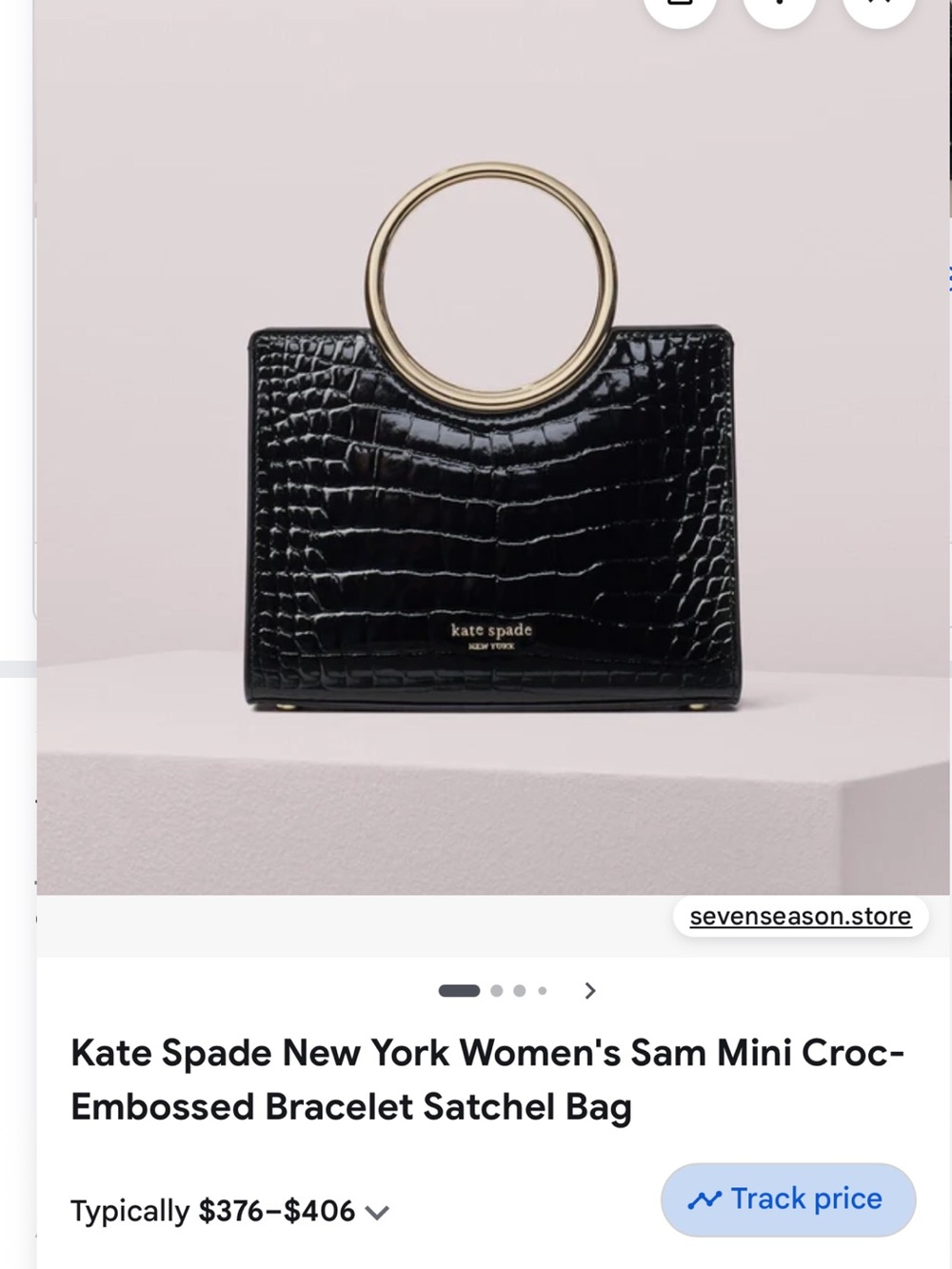 Kate Spade Black Croc-Embossed Satchel with Bracelet Handle